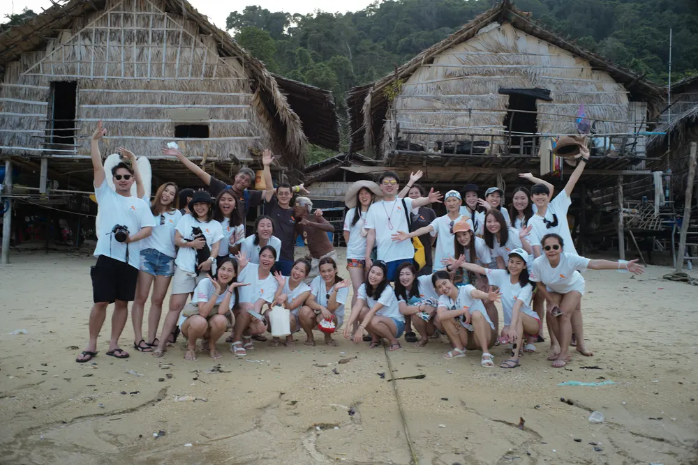 Group visit to an island village